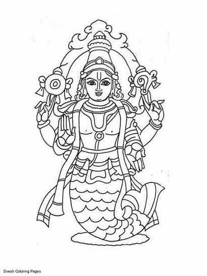 Coloring Hindu Pages Gods Goddesses Matsya Printable