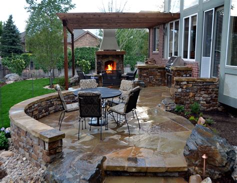 Landscaping In Denver Outdoor Stone Fireplaces Stone Patio Designs
