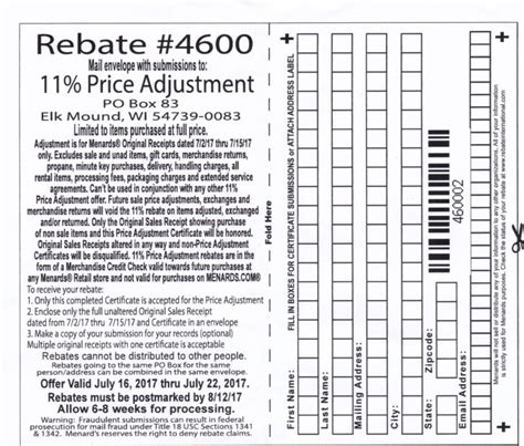 11 Price Adjustment Rebate Form Menards 10