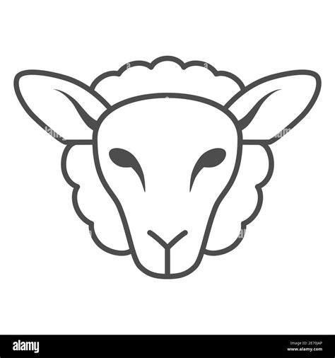 Sheep Head Thin Line Icon Farm Animals Concept Lamb Sign On White