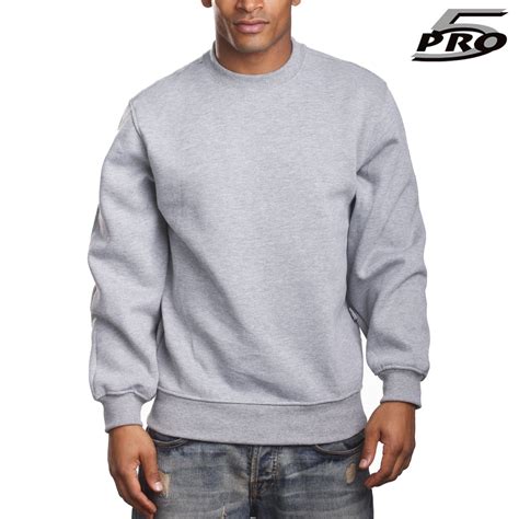 pro 5 pro 5 mens heavy weight fleece crew neck pullover sweater s to xl heather grey