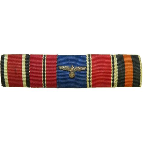 Ww2 German Ncos Ribbon Bar Ek2 Eastern Medal 4 Years In Wehrmacht