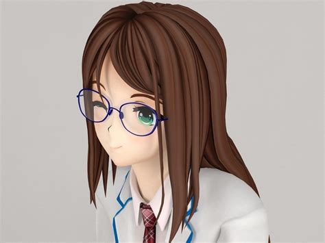 Rena Anime Girl Pose 2 3d Model Cgtrader