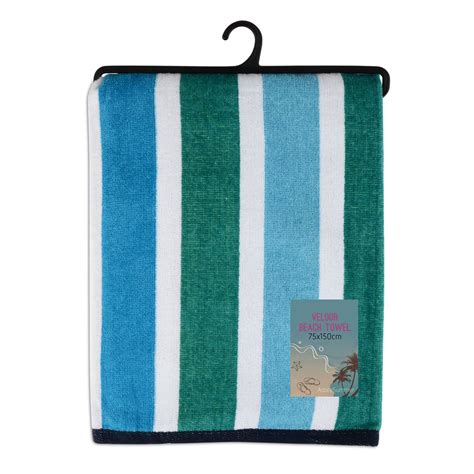 Large Velour Beach Bath Towels Cotton Striped Towels 75x150cm Soft And