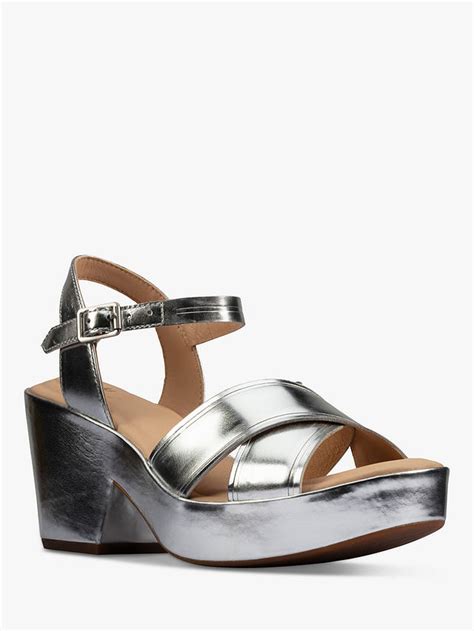 Clarks Maritsa Leather Platform Sandals Silver At John Lewis And Partners