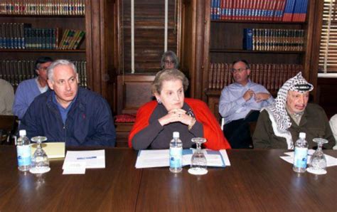 From left, arafat, king hussein, us president bill clinton and netanyahu sign an interim middle east peace agreement in october 1998. May 15, 1937: Madeleine Albright, Future Secretary of ...