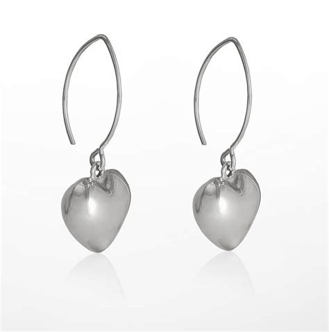Sterling Silver Large Drop Heart Earrings By The London Earring Company