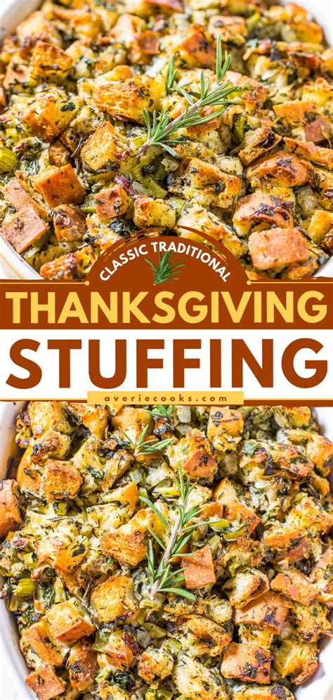 The Best Traditional Stuffing Recipe Easy And No Frills Averie Cooks