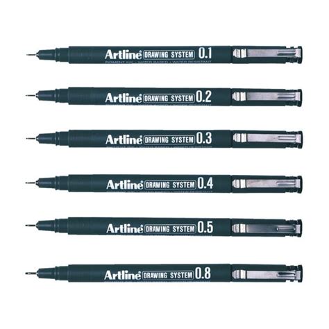 Artline Drawing System Pens Black 6 Pack Officeworks