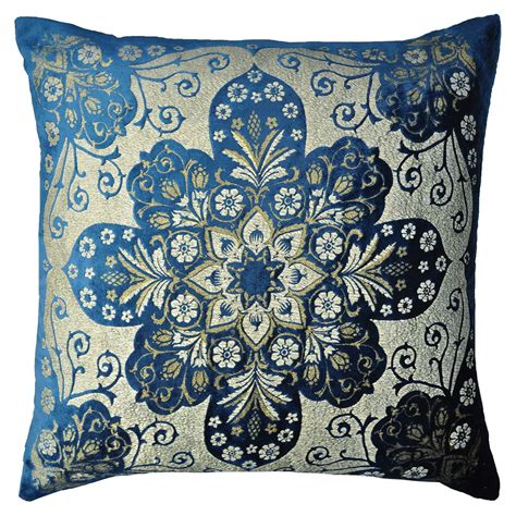 Product titlethrow pillow covers soft pillowcase decorative cushion covers geometric jacquard pillow for sofa couch bed home decoration. Silver & Gold Metallic hand printed on our cobalt silk ...