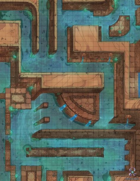 Sewers Battle Map For Dnd By Hassly Dnd World Map Dungeon Maps