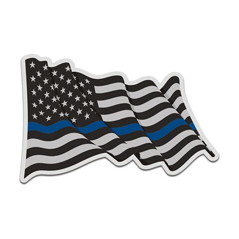 Thin Blue Line American Subdued Waving Flag Usa Decal Sticker Rh V4