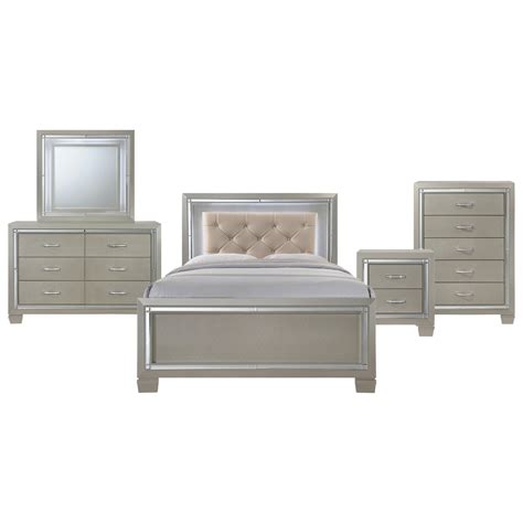 Elements Platinum Full 5 Piece Bedroom Group Royal Furniture