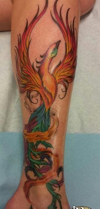 Best Colorful Phoenix Tattoo On Leg Music Tattoos Arrow Tattoos