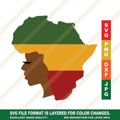 Black Woman With Africa Continent Shape Hair Svg Png Cricut Or Etsy