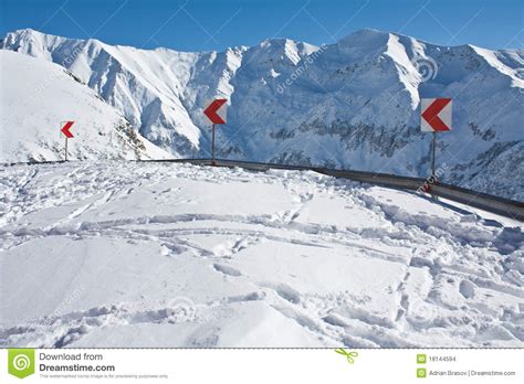 Mountain Road Blocked By Snow Stock Photo Image Of Heavy