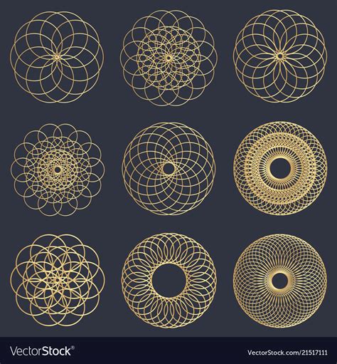 Gold Geometric Circle Designs Royalty Free Vector Image