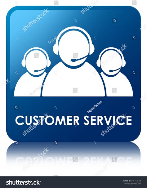 Customer Service Glossy Blue Reflected Square Stock Illustration