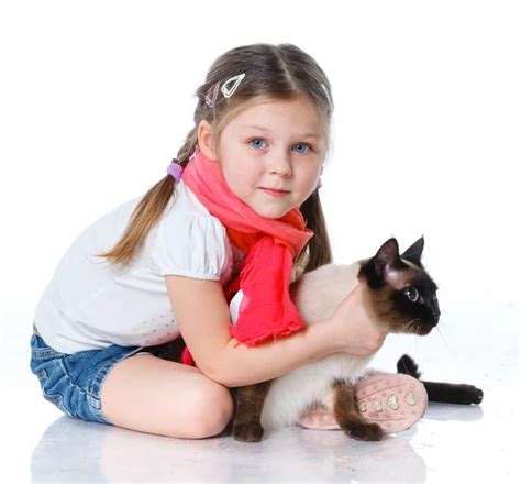 Little Girl And Cat Stock Photo By ©macsim 43008373