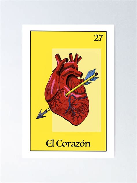 The Heart Mexican Loteria Card Re Designed Poster For Sale By Cecyll Redbubble