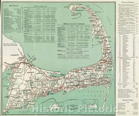 Historic Map Welcome To Cape Cod Road Map And Directory Published By