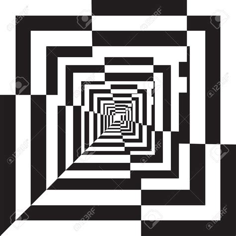 A Black And White Relief Tunnel Optical Illusion Vector Illustration