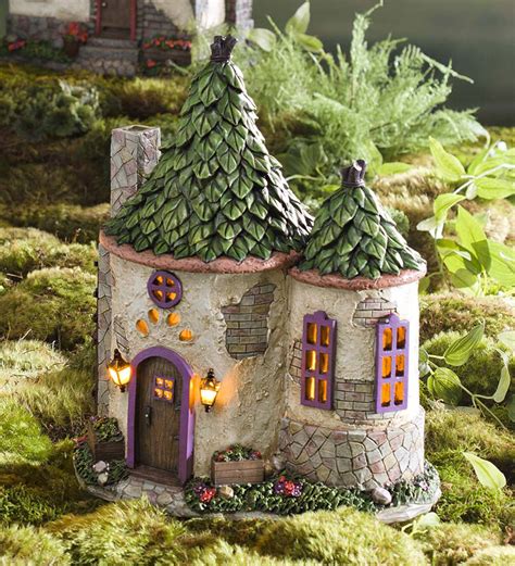 Fairy houses for the garden teresa's collections solar garden ornaments outdoor,19cm flocked mushroom with ladybug illuminated fairy house garden statue,waterproof resin dwelling ornament for yard lawn decorations and gift. Miniature Fairy Garden Cornwall Solar House | PlowHearth