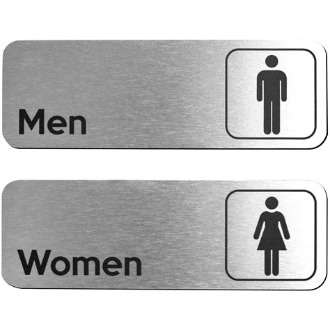 Buy Men And Women Restroom Sign Brushed Aluminum Set Of 2 Modern