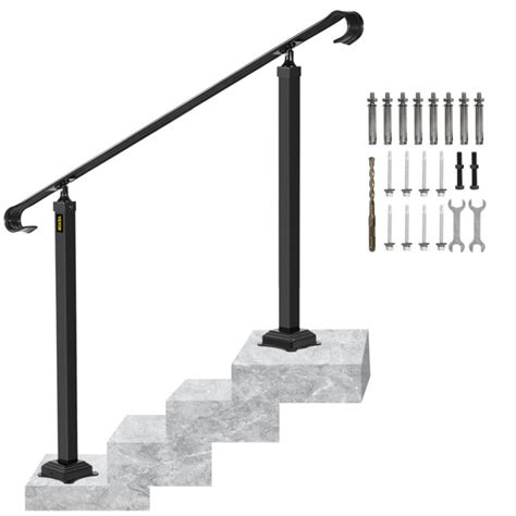 Vevorbrand Handrail For Stairs Fit 2 Or 3 Steps Wrought Iron Handrail