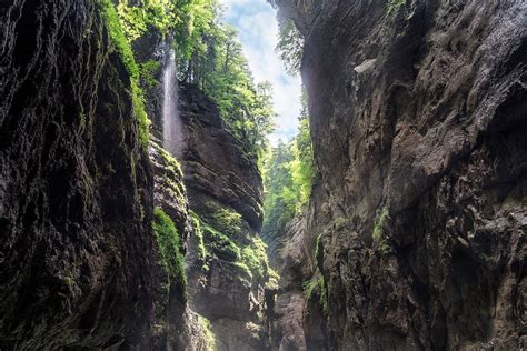Wallpaper Sunlight Landscape Forest Waterfall Rock Nature