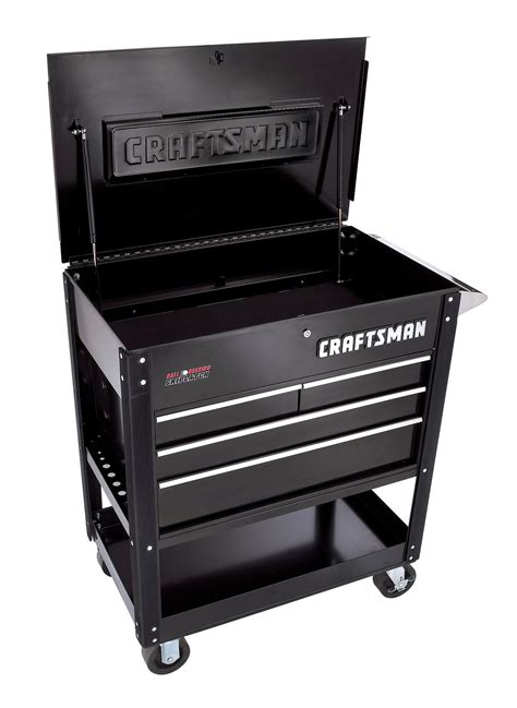 Craftsman 4-Drawer Ball-Bearing GRIPLATCH® Utility Cart - Black - Tools