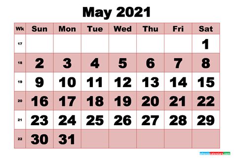 Click on the black button to open the may 2021 calendar. Free Printable Monthly Calendar May 2021
