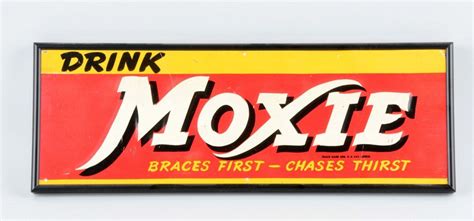 Lot Moxie Soda Embossed Advertising Tin Sign Lot Number 0716