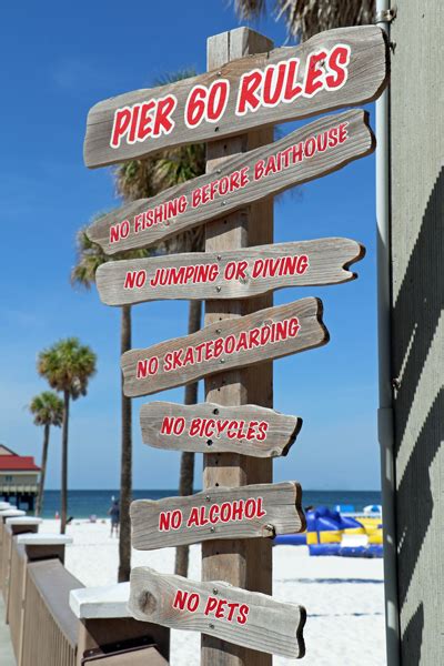Clearwater Beach Rules Sign Colorful Clearwater