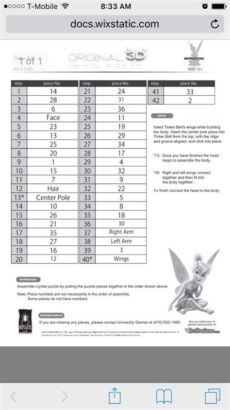 This sleek, translucent, crystalline puzzle has 47 unique interlocking pieces. Tinkerbell Crystal Puzzle Walkthrough | Disney Amino