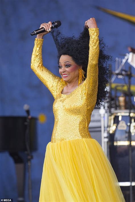 Diana Ross 75 Cuts A Glamorous And Somewhat Windswept Figure In Yellow Gown