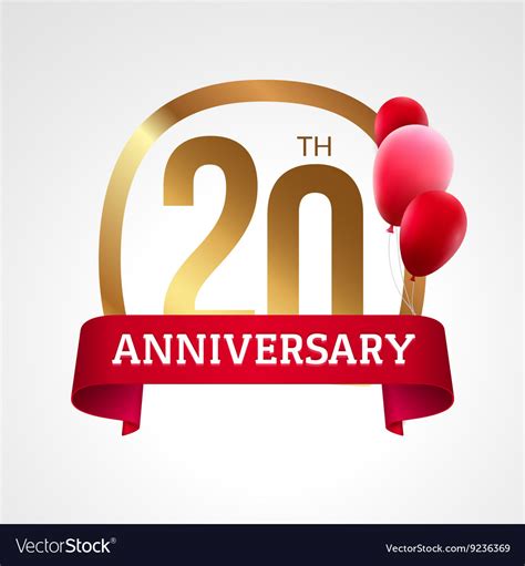 Celebrating 20th Years Anniversary Golden Label Vector Image
