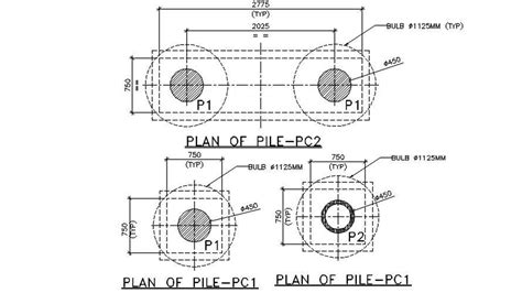 Plan Of Pile Detail Drawing Separated In This Autocad Drawing File