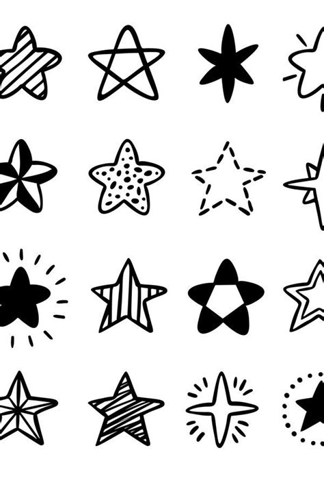 Hand Drawn Stars Doodle Drawing Star Starry Sketch And Fav 1000357