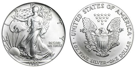 1986 S American Silver Eagle Bullion Coin Bullion No Mint Mark Type 1