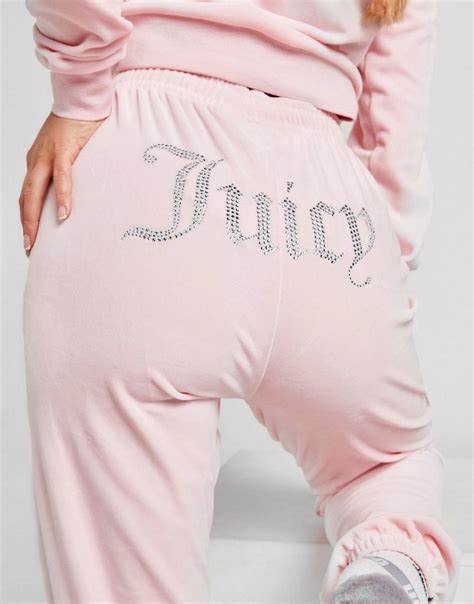 Pink Juicy Couture Diamante Velour Joggers Jd Sports