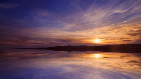 Wallpaper Sunset Dusk Landscape Water Reflection Hd Widescreen