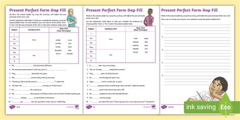 Present Perfect Form Gap Fill Differentiated Worksheet