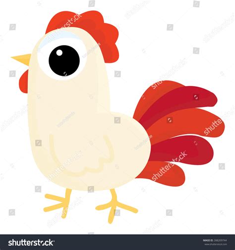 Cute Big Eyed Cartoon Chicken Vector Illustration 288209744