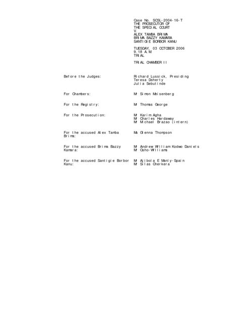 Special Court For Sierra Leone Afrc 03oct06 Trial Pdf Judge