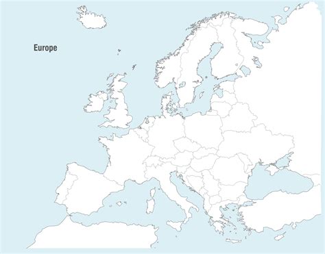 Europe Countries Map Blank Mapsofnet