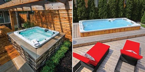 An Outdoor Hot Tub Next To A Wooden Deck