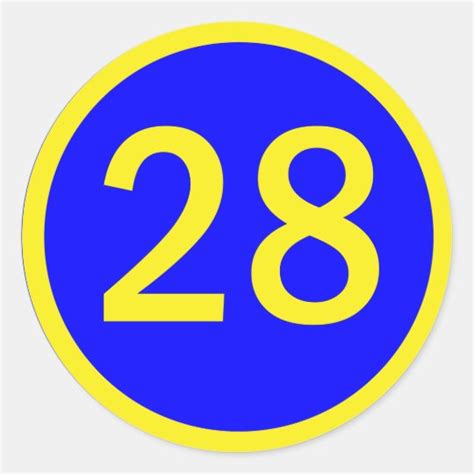 Number 28 In A Circle Classic Round Sticker Zazzleca