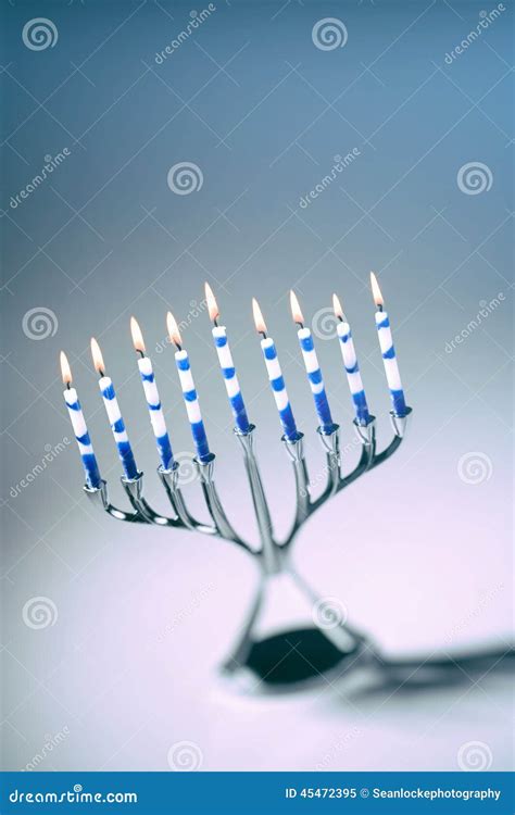 Hanukkah Menorah With Lit Candles Stock Image Image Of Jewish