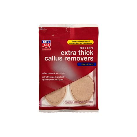 Rite Aid Extra Thick Callus Remover For Feet 4 Pads4 Medicated
